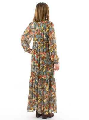 Rochie lunga kaki print Viana - Img 2
