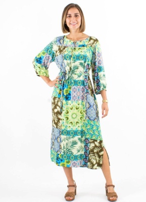 Rochie maneci 3/4 si print fantezie - Img 1
