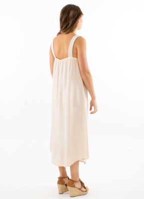 Rochie midi bej cu bretele late - Img 2