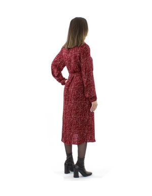 Rochie Midi bordeaux Vintage Retro - Img 2