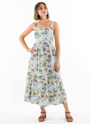 Rochie Midi evazata cu pasteluri boeme - Img 1