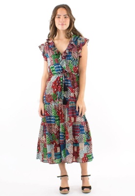 Rochie print etnic cu manecute - Img 3