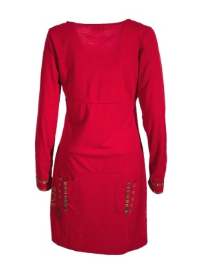 Rochie rosie cu motive etnice - Img 3