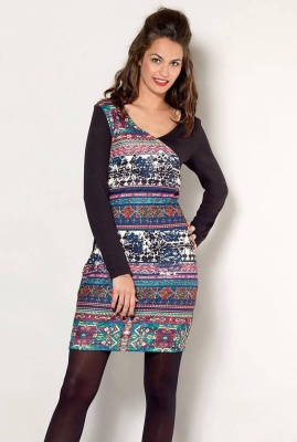Rochie stil wrap cu print vintage - Img 2