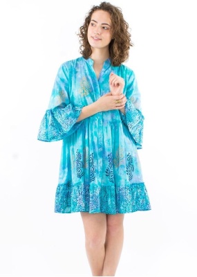 Rochie tunica menta maneci evazate - Img 1