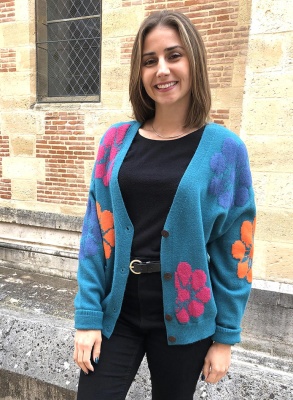 Vesta jacheta petrol Print Fleur - Img 1