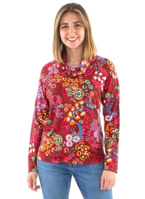 Bluza bordeaux cu guler drapat - Img 2