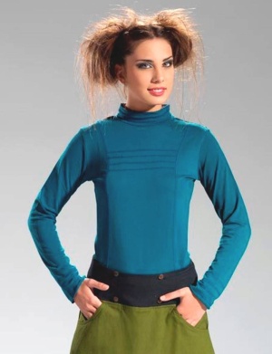 Bluza kaki cu guler inalt - Img 2