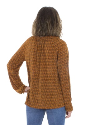 Bluza mustar tricot print bambus - Img 2