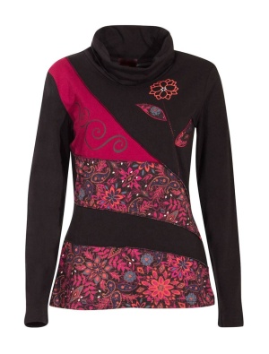 Bluze neagra cu modele patchwork - Img 1