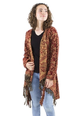 Cardigan bordeaux asimetric print Cashmere - Img 2