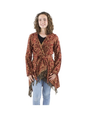 Cardigan bordeaux asimetric print Cashmere - Img 1