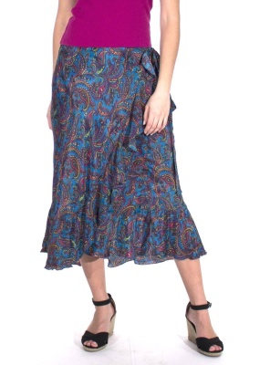 Fusta blue flamenco print cashmere - Img 1