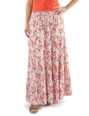 Fusta lungă Boemă Orange Free Size Pretty print - Img 2