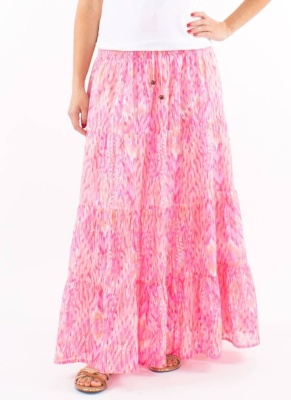Fusta lunga rose bumbac modele aztece - Img 2