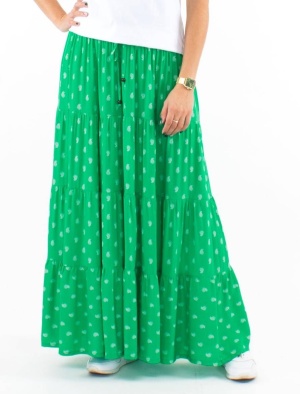 Fusta lunga verde print Bali - Img 1