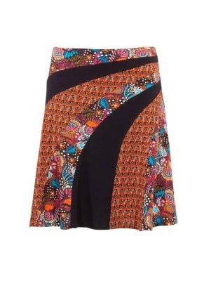 Fusta midi etnica neagra print patchwork - Img 1