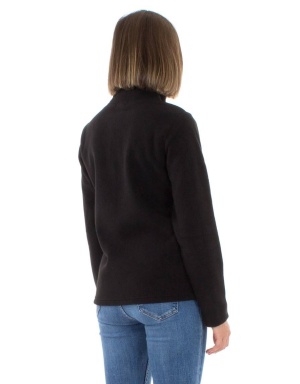 Hanorac negru polar stil jacheta - Img 3