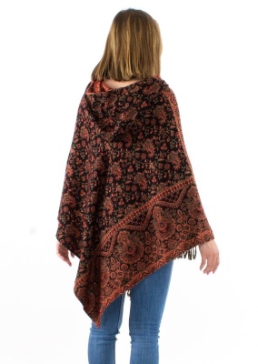Poncho boho-chic cu flori punjab - Img 3