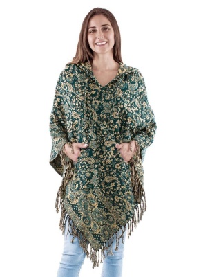 Poncho petrol Print Cashmere - Img 1