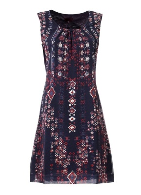 Rochie etnic-chic cu print aztec - Img 2