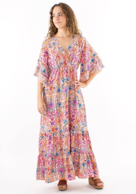 Rochie lunga cu print acuarela - Img 1