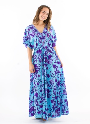 Rochie lungă turquaz Print Aster Dore - Img 1