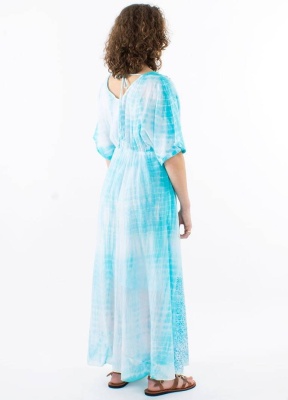 Rochie lunga vara turquaz voal bumbac - Img 3