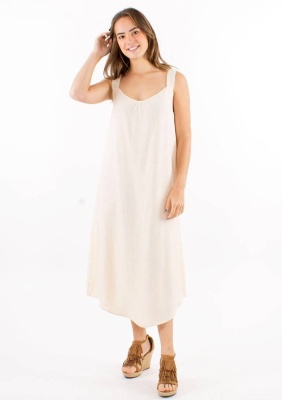 Rochie midi bej cu bretele late - Img 3