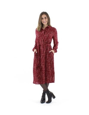 Rochie Midi bordeaux Vintage Retro - Img 3