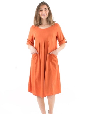 Rochie midi larga nuanta caramiziu - Img 2