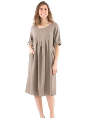 Rochie midi larga nuanta taupe - Img 1
