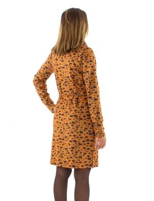 Rochie mustar florala din tricot - Img 2