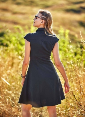 Rochie neagra cu guler camasa - Img 2