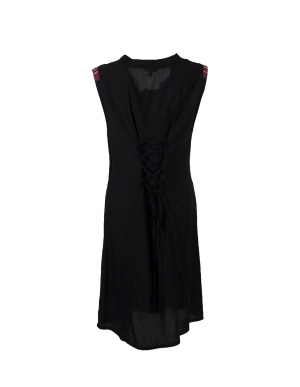 Rochie neagră din vâscoză cu broderii etnice - Img 3