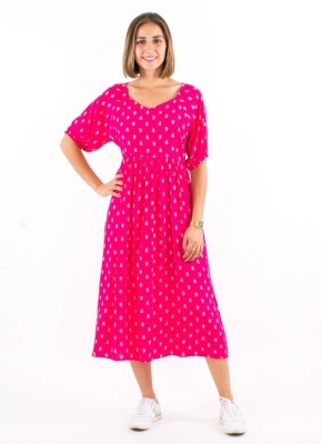 Rochie rose cu imprimeu Bali - Img 1