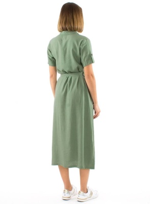 Rochie verde salvie stil camasa - Img 2