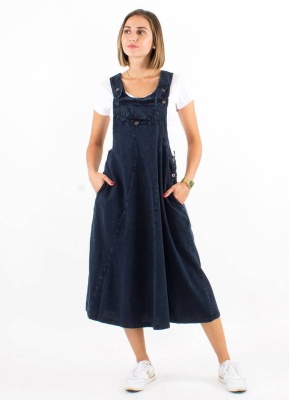 Sarafan boho-chic bleumarin bumbac - Img 1