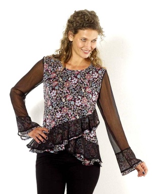 Bluza cu volane si maneci transparente - Img 1