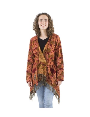 Cardigan bordeaux asimetric stil jacheta - Img 3