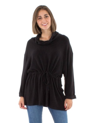 Cardigan tricot negru cu guler - Img 1