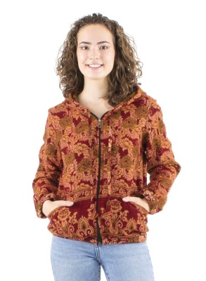 Geaca bordeaux Jacquart Print Boem - Img 1