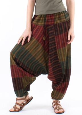 Pantaloni Baba Cool verzi dungi etnice - Img 3