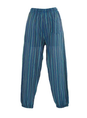 Pantaloni unisex turquaz in dungi - Img 2