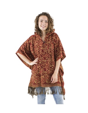 Poncho bordeaux Boho Etnic floral - Img 3