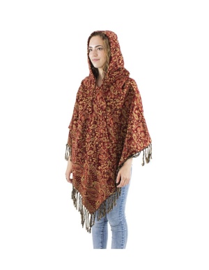 Poncho bordeaux Print Cashmere - Img 3