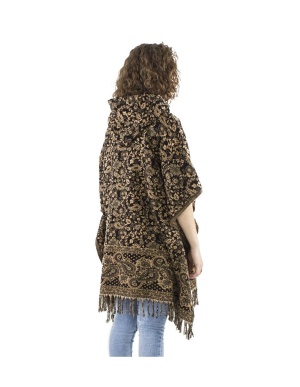 Poncho negru Boho Etnic floral - Img 2
