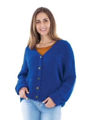 Pulover Blue tricotat stil jacheta - Img 1