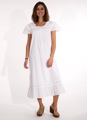 Rochie alba boho-chic bumbac - Img 1