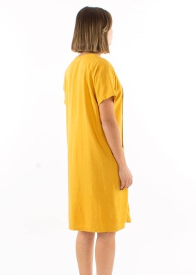 Rochie Boho galbena cu broderii spirala - Img 3